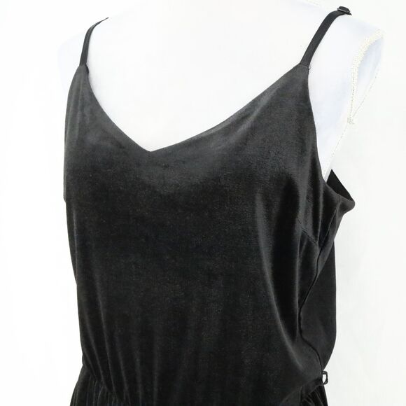 Sanctuary Jumpsuit Womens XL Black Velour Stretch Knit Pockets Strappy New - Picture 9 of 15